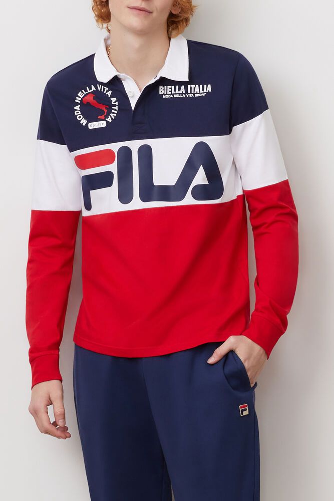 Fila Miesten Polo Sprat Rugby Laivastonsininen/Valkoinen/Punainen - CXSP-96325